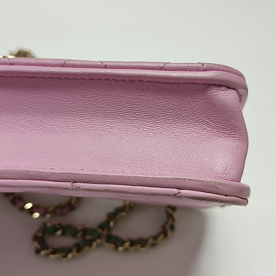 Quilted Lambskin Shoulder Bag Pink