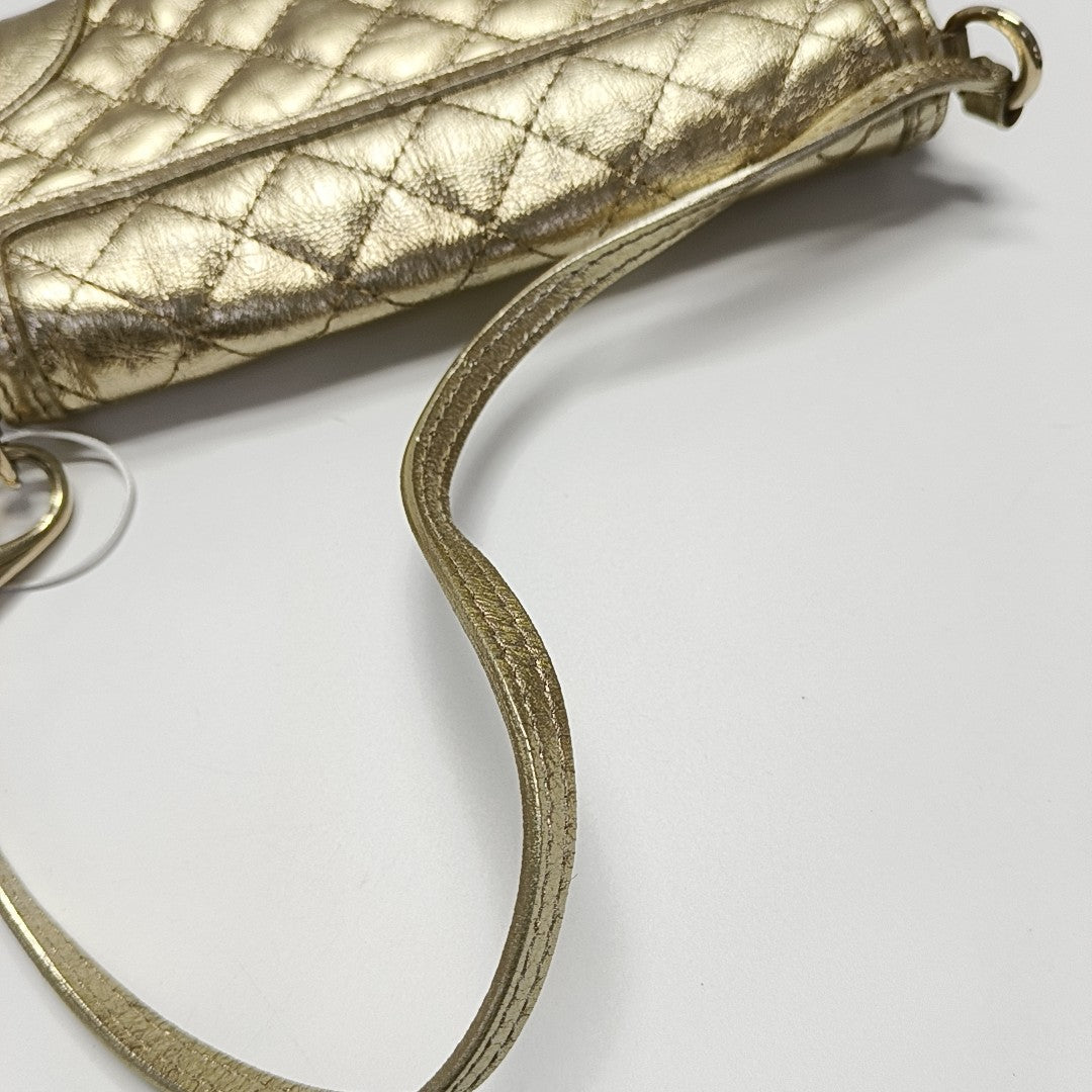 Quilted Calfskin Top Handle Bag Gold