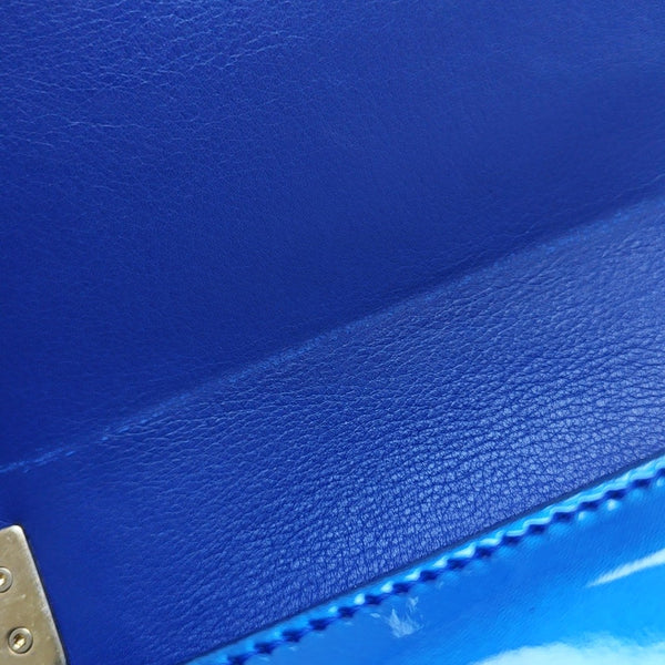 BOY CHANEL Quilted Patent Leather Blue
