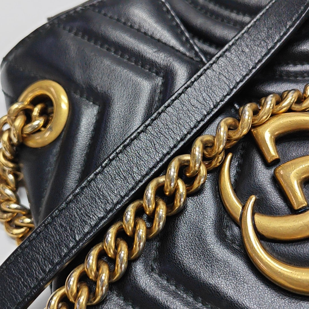 GG Marmont Small Quilted Calfskin Black