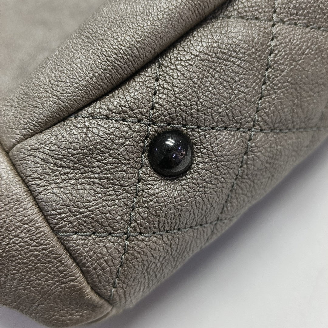 Quilted Calfskin Tote Bag Gray