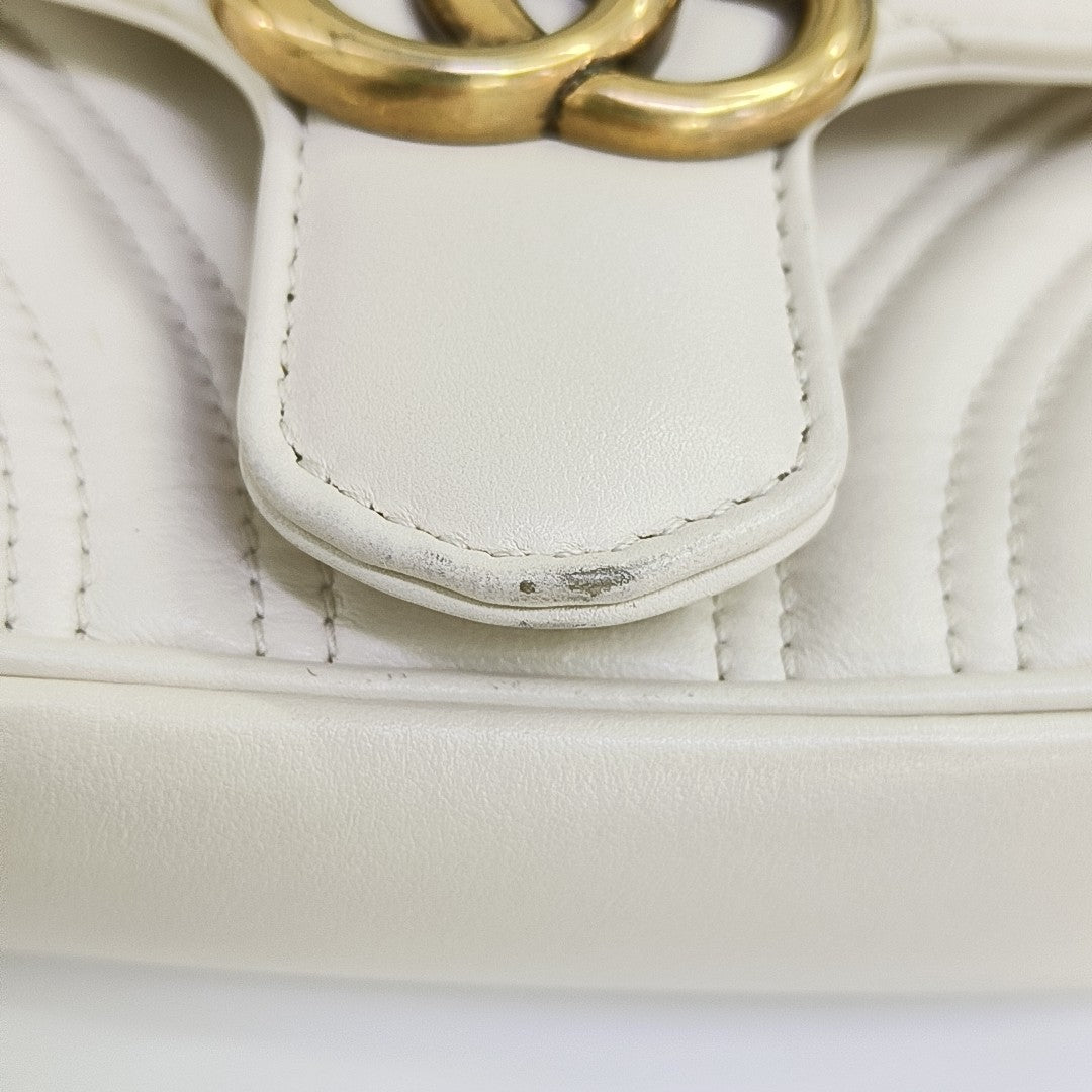 GG Marmont Small Quilted Calfskin White