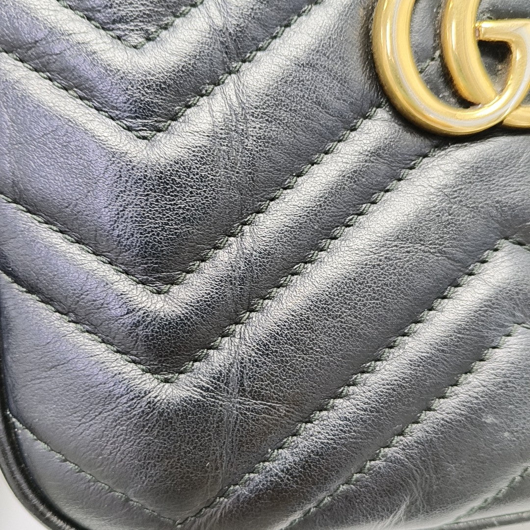 GG Marmont Mini Quilted Calfskin Black