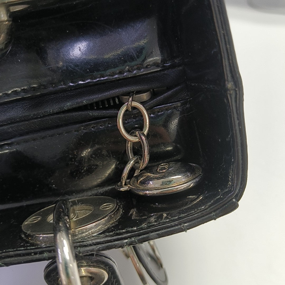 Lady Dior Medium Cannage Patent Leather Black