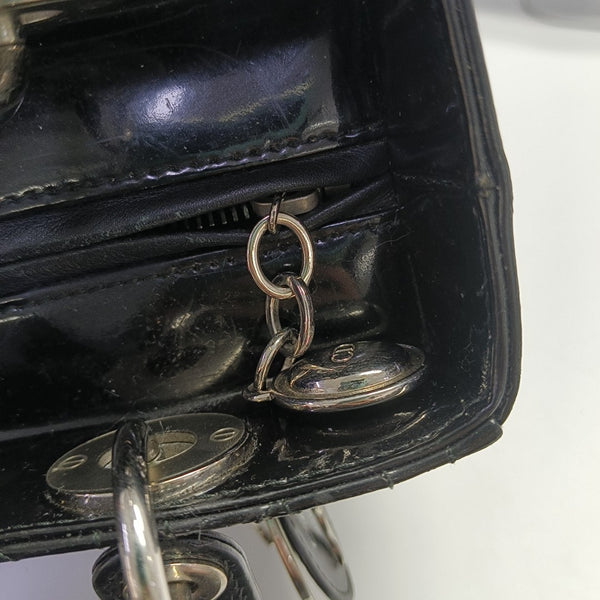 Lady Dior Medium Cannage Patent Leather Black