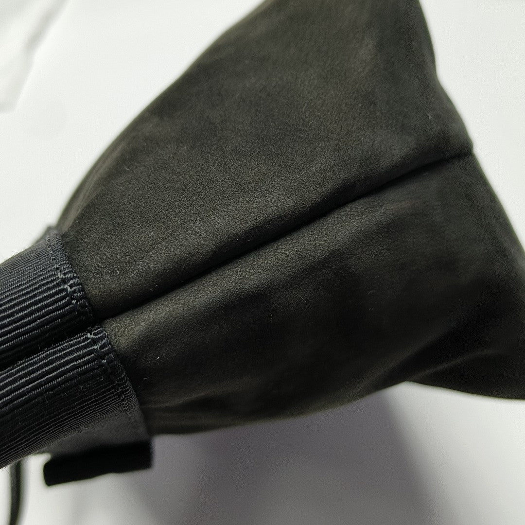 Suede Top Handle Bag Black
