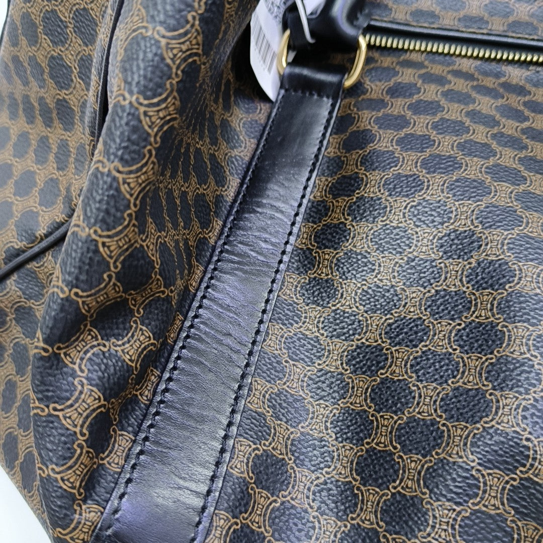 Coated Canvas Top Handle Bag Black