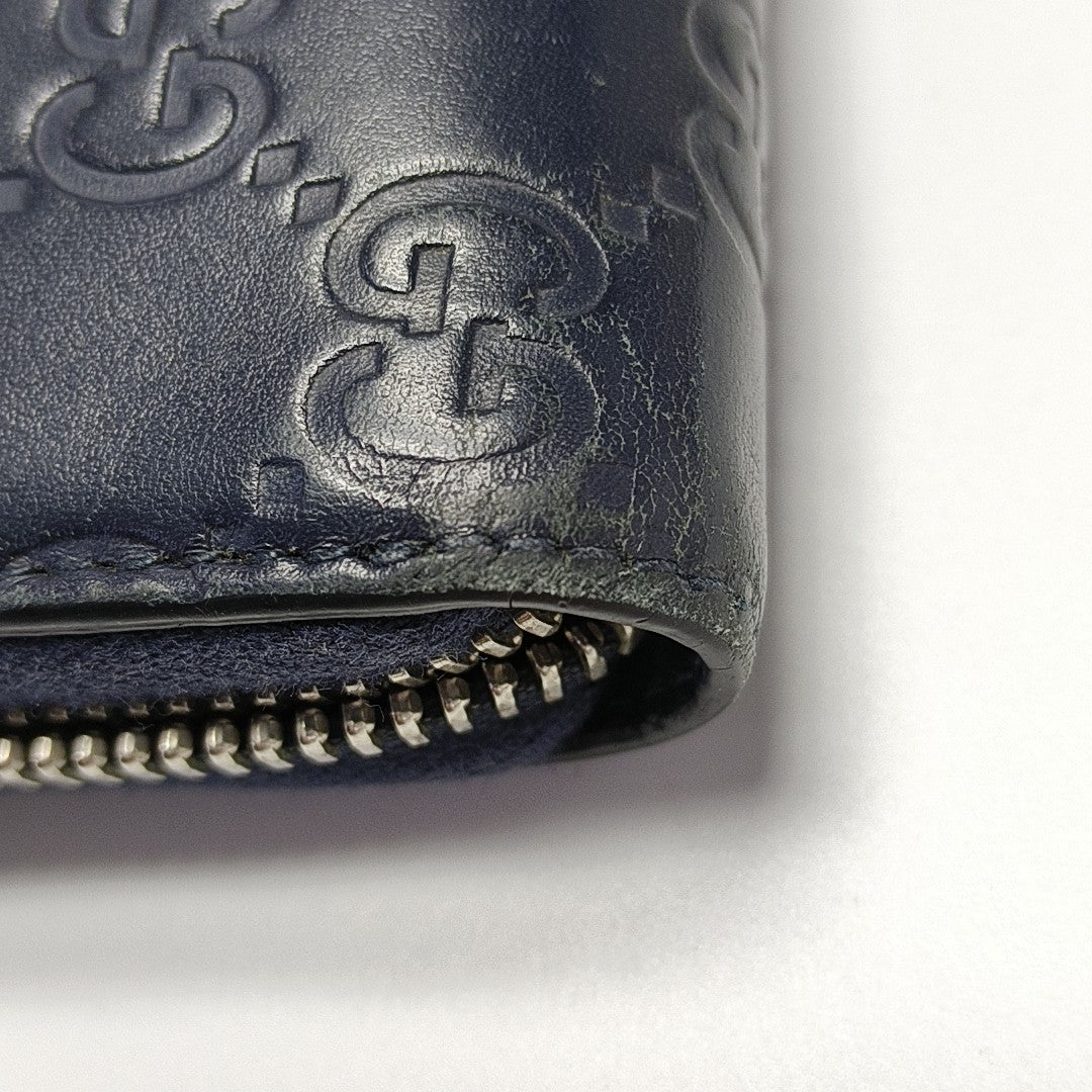 Signature Monogram Calfskin Blue Wallet
