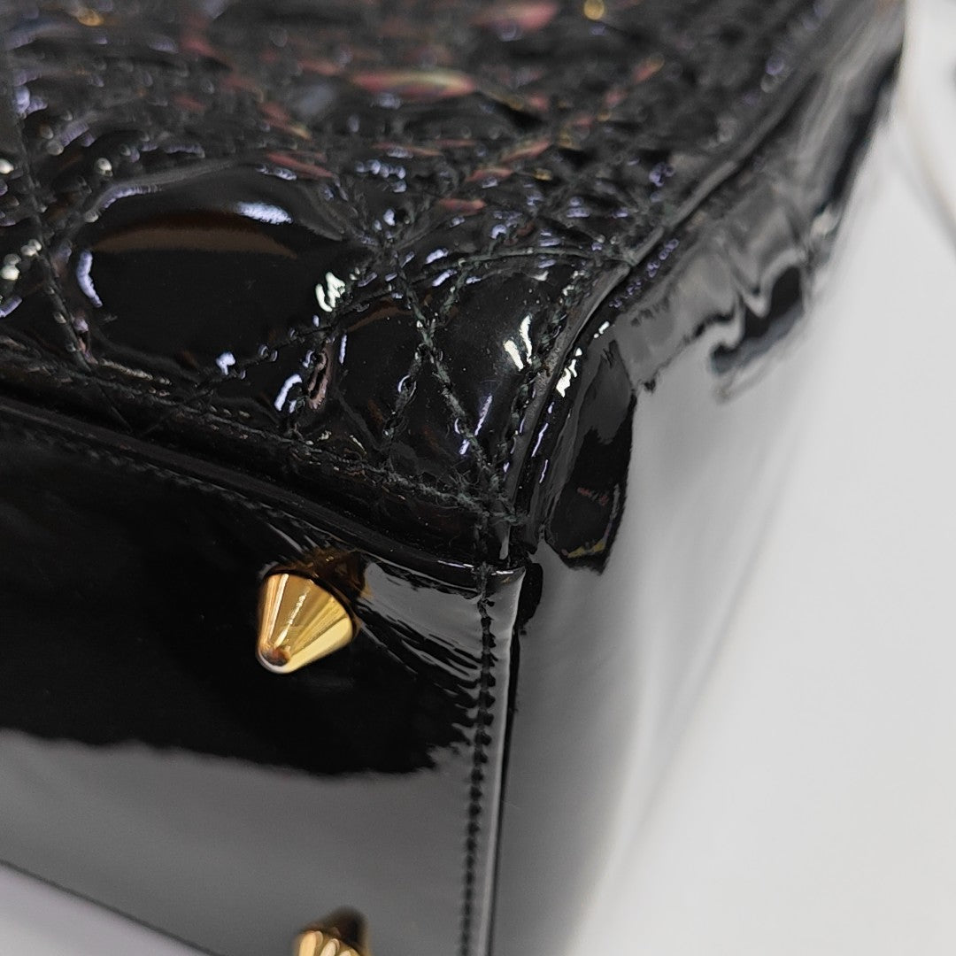 Lady Dior Medium Cannage Patent Leather Black