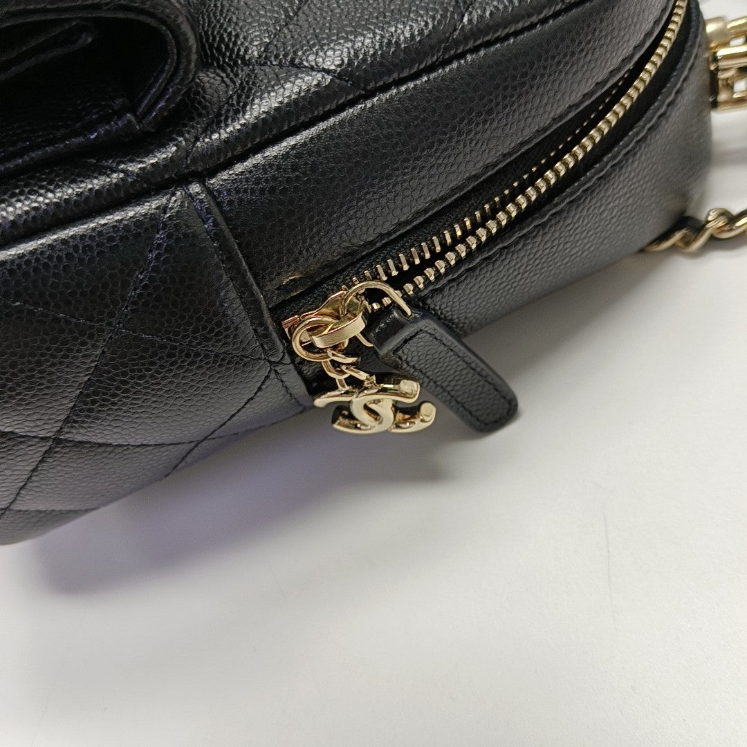 Quilted Grained Calfskin Backpack Mini Black