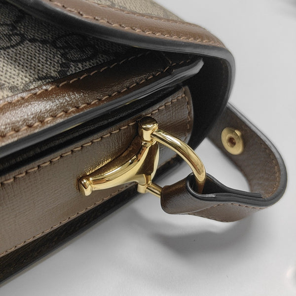 Horsebit 1955 Medium Monogram Coated Canvas Beige