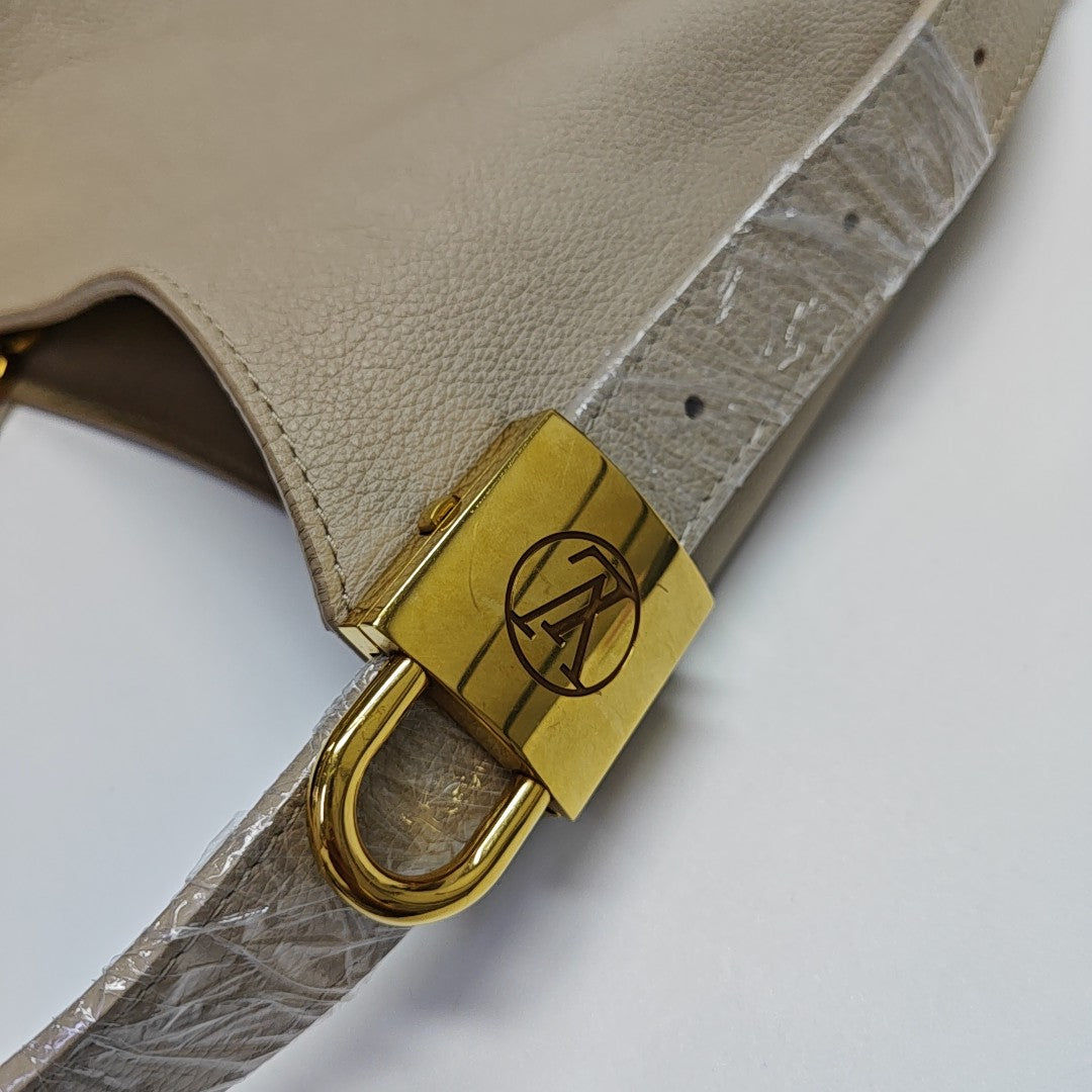 LOW KEY HOBO MM Monogram Calfskin Beige