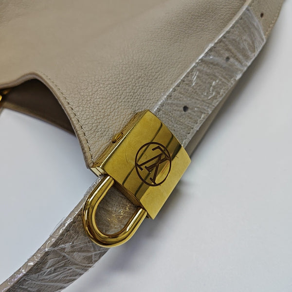 LOW KEY HOBO MM Monogram Calfskin Beige