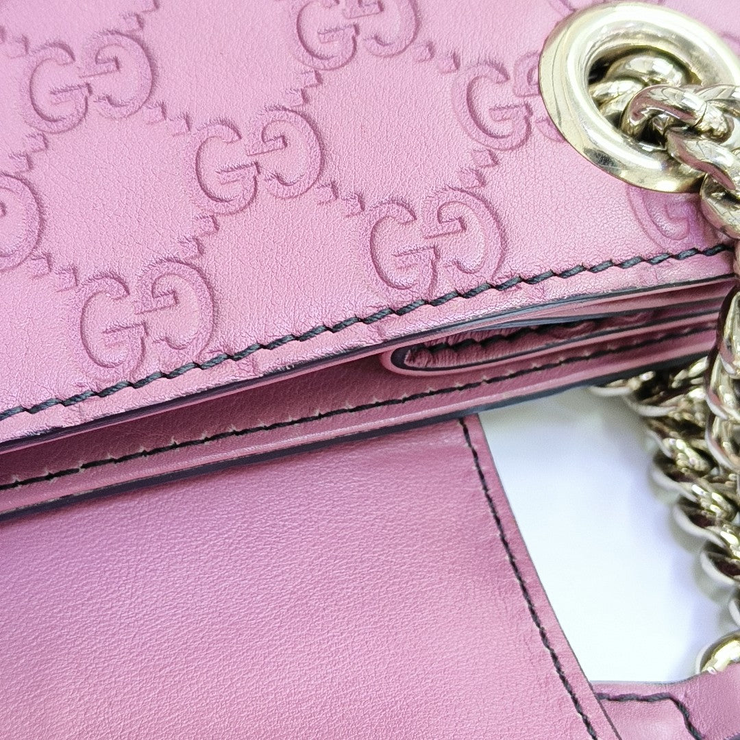 Emily Chain Monogram Calfskin Pink