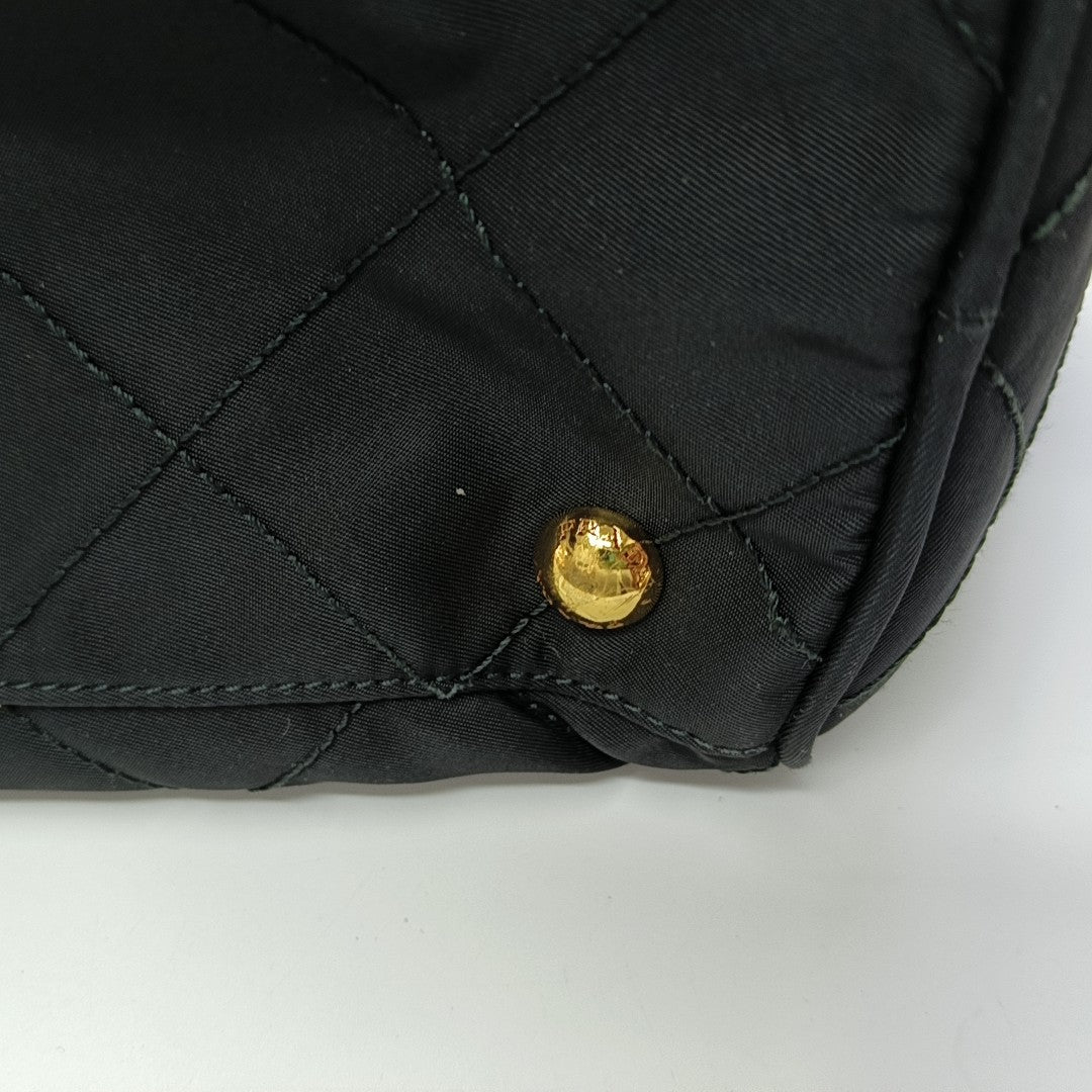 Chain Tote Quilted Nylon Black
