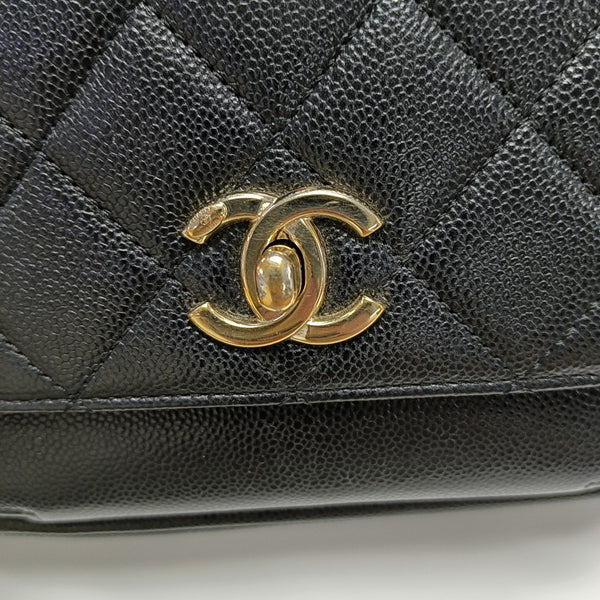 BUSINESS AFFINITY Small Quilted Grained Calfskin Black