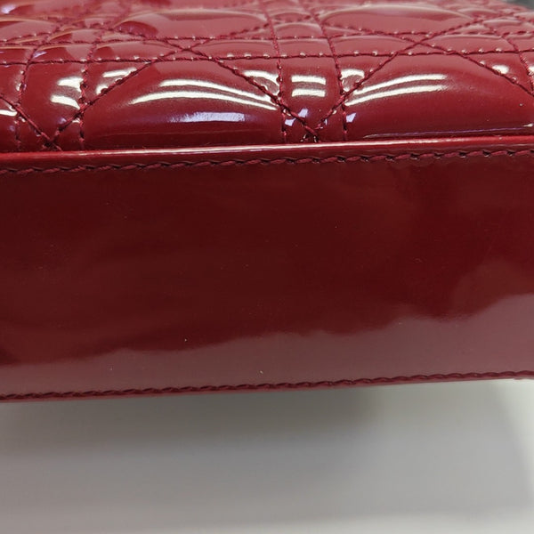 Lady Dior Mini Cannage Patent Leather Red