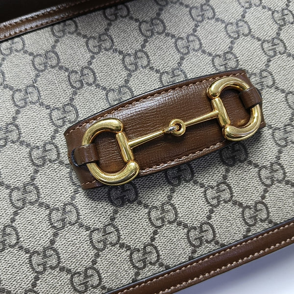 Horsebit 1955 Medium Monogram Coated Canvas Beige