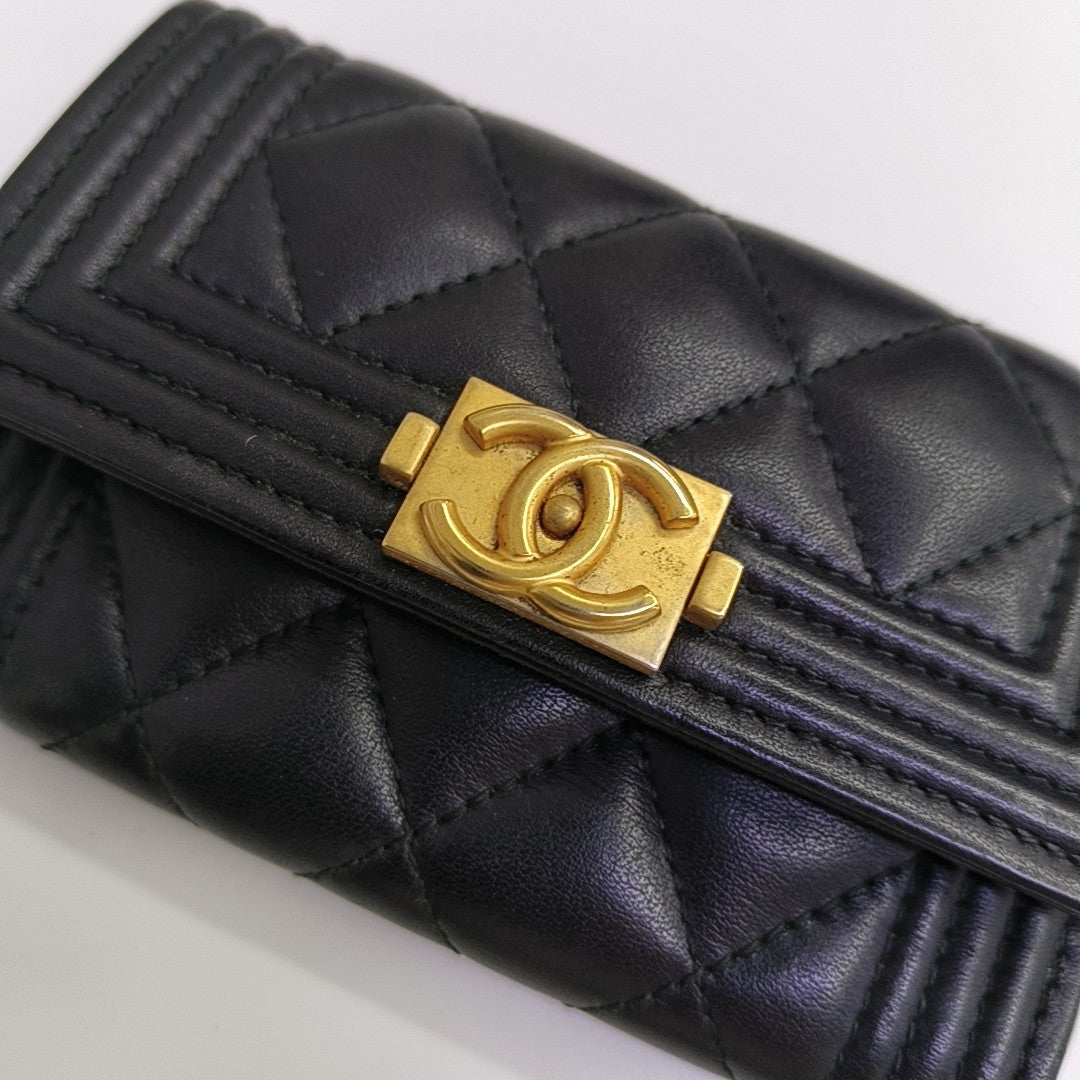 BOY CHANEL Quilted Calfskin Black Wallet
