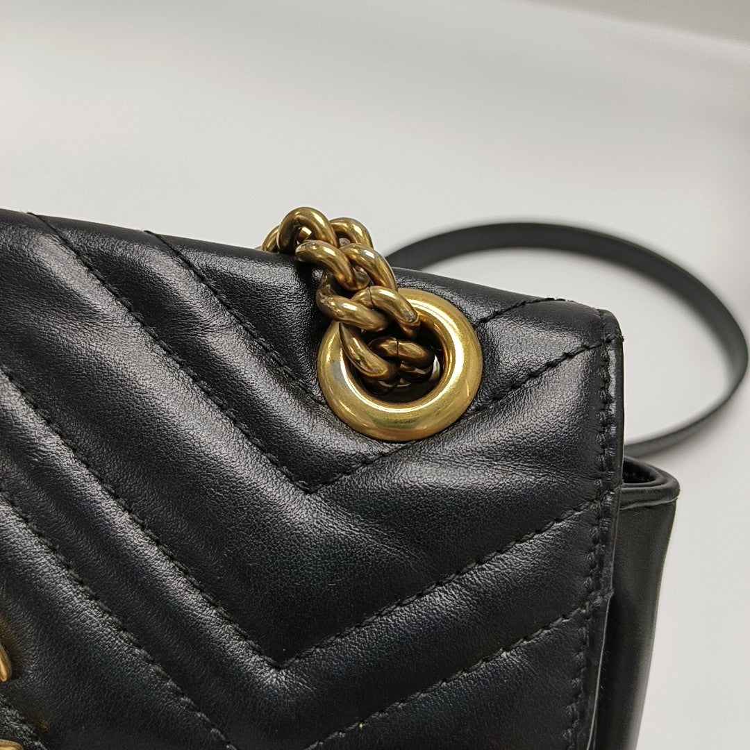 GG Marmont Small Quilted Calfskin Black