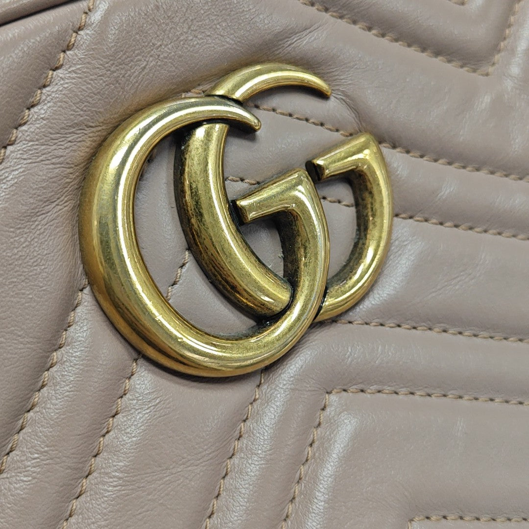 GG Marmont Small Quilted Calfskin Beige