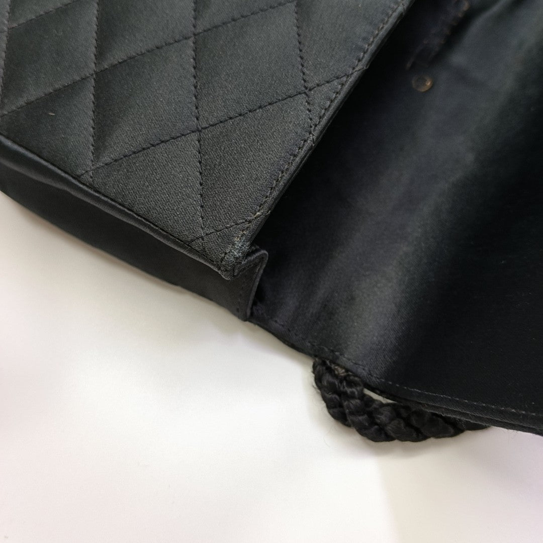 Quilted Silk Satin Shoulder Bag Green