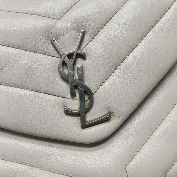 LOULOU Small Chevron Calfskin White