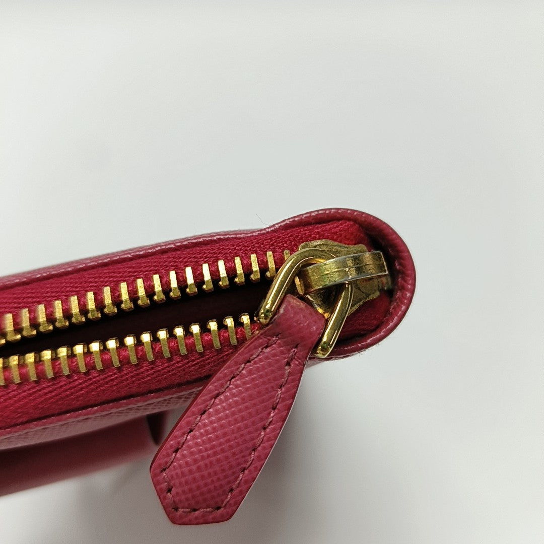 Fiocco Bow Saffiano Calfskin Red Wallet