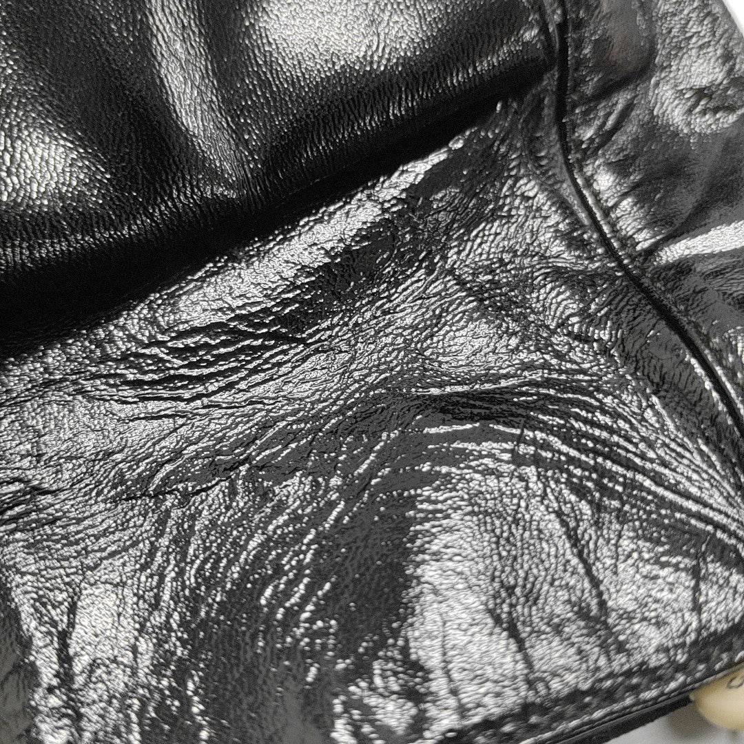Patent Leather Top Handle Bag Black