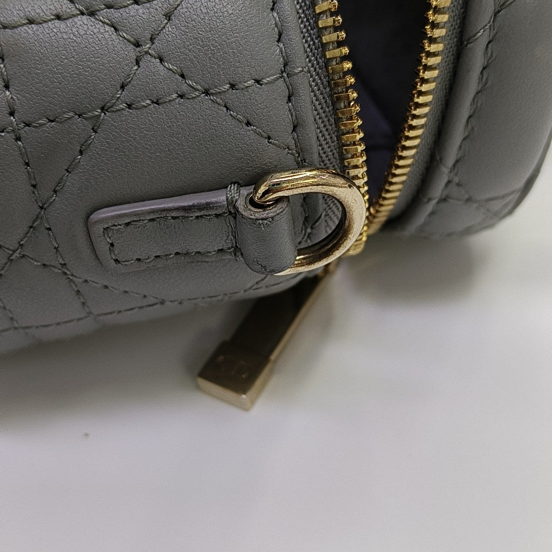 Vanity Lady Dior Super Mini Cannage Lambskin Gray