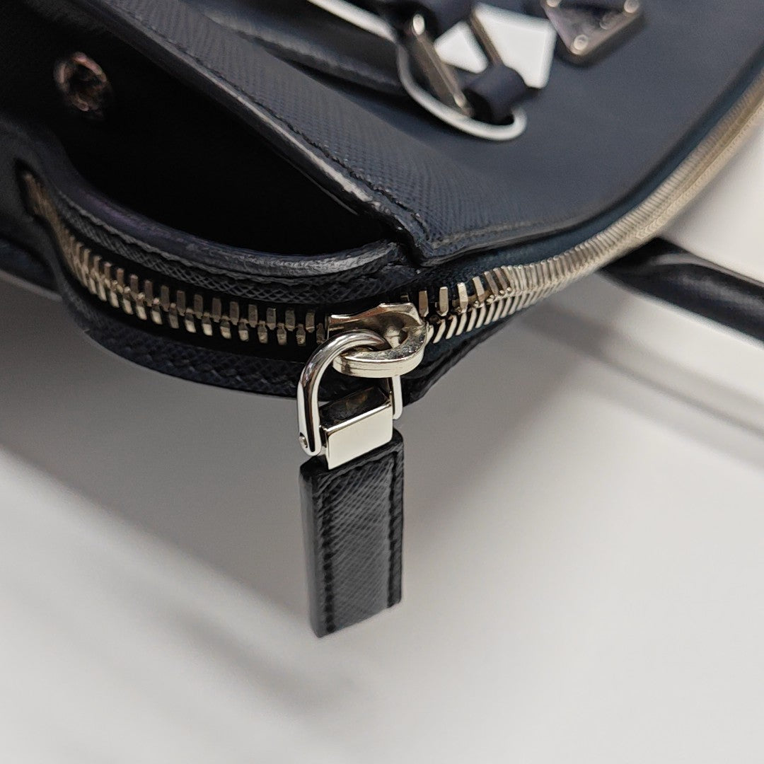 Saffiano Calfskin Top Handle Bag Blue