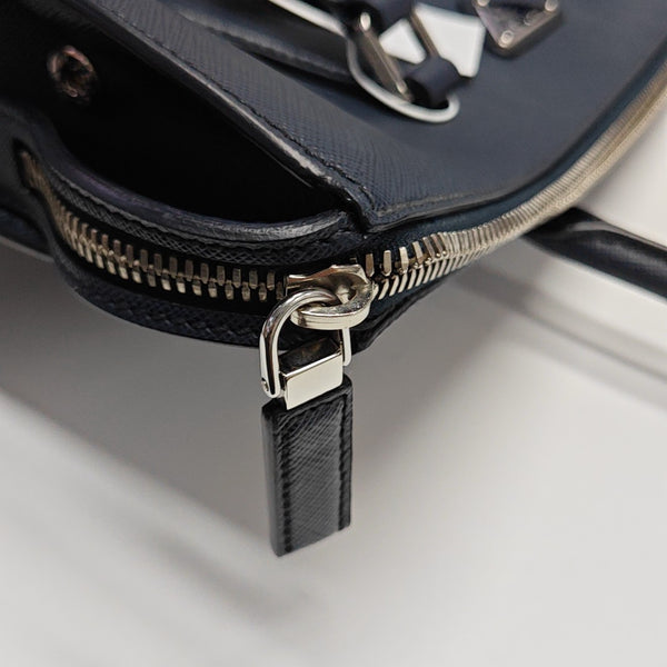 Saffiano Calfskin Top Handle Bag Blue