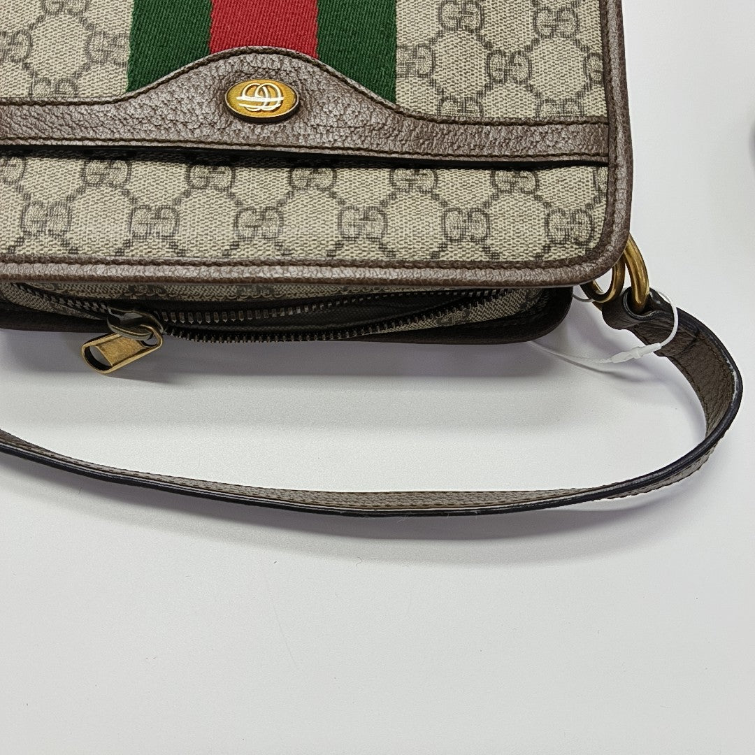 Ophidia Small Monogram Coated Canvas Beige