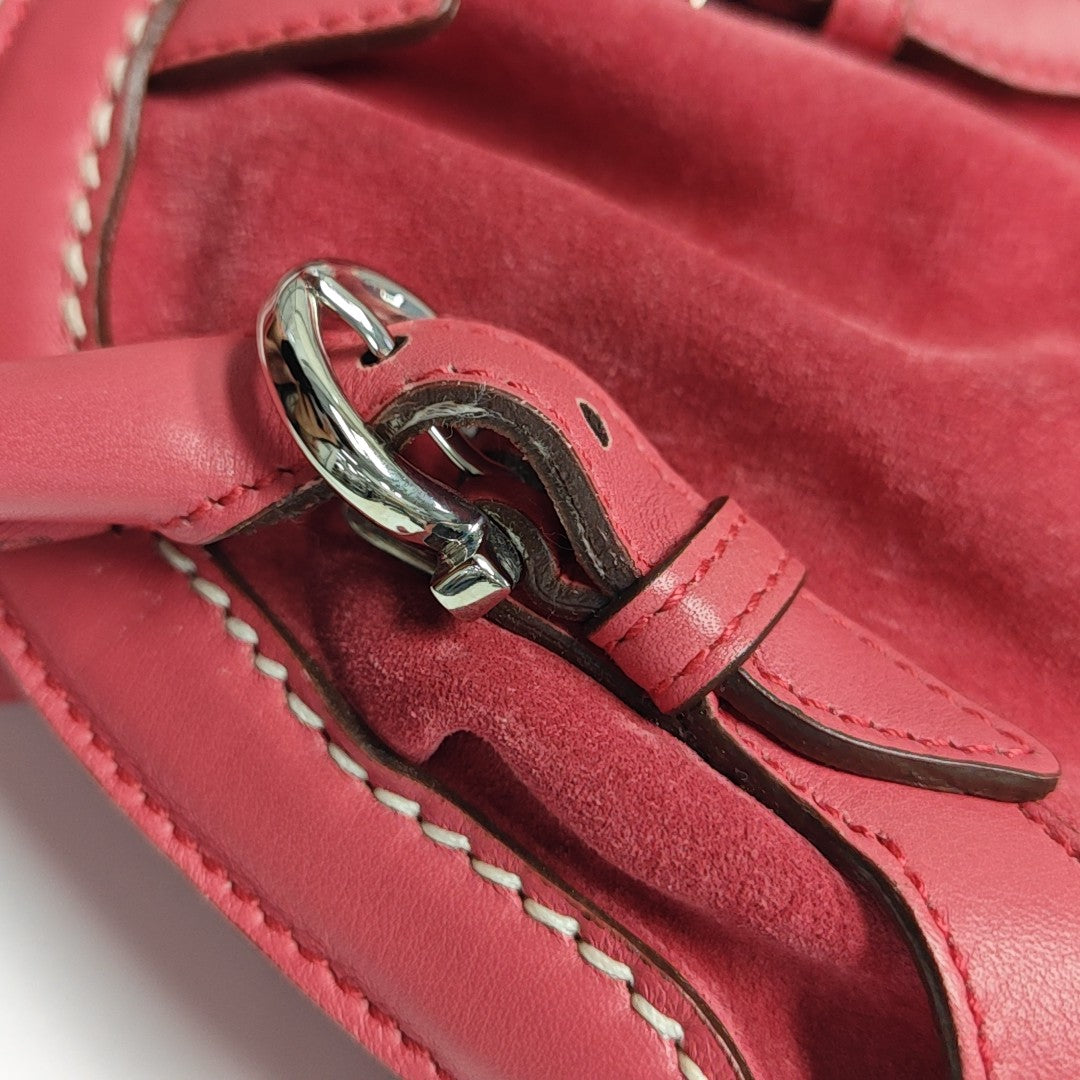 Suede Top Handle Bag Red