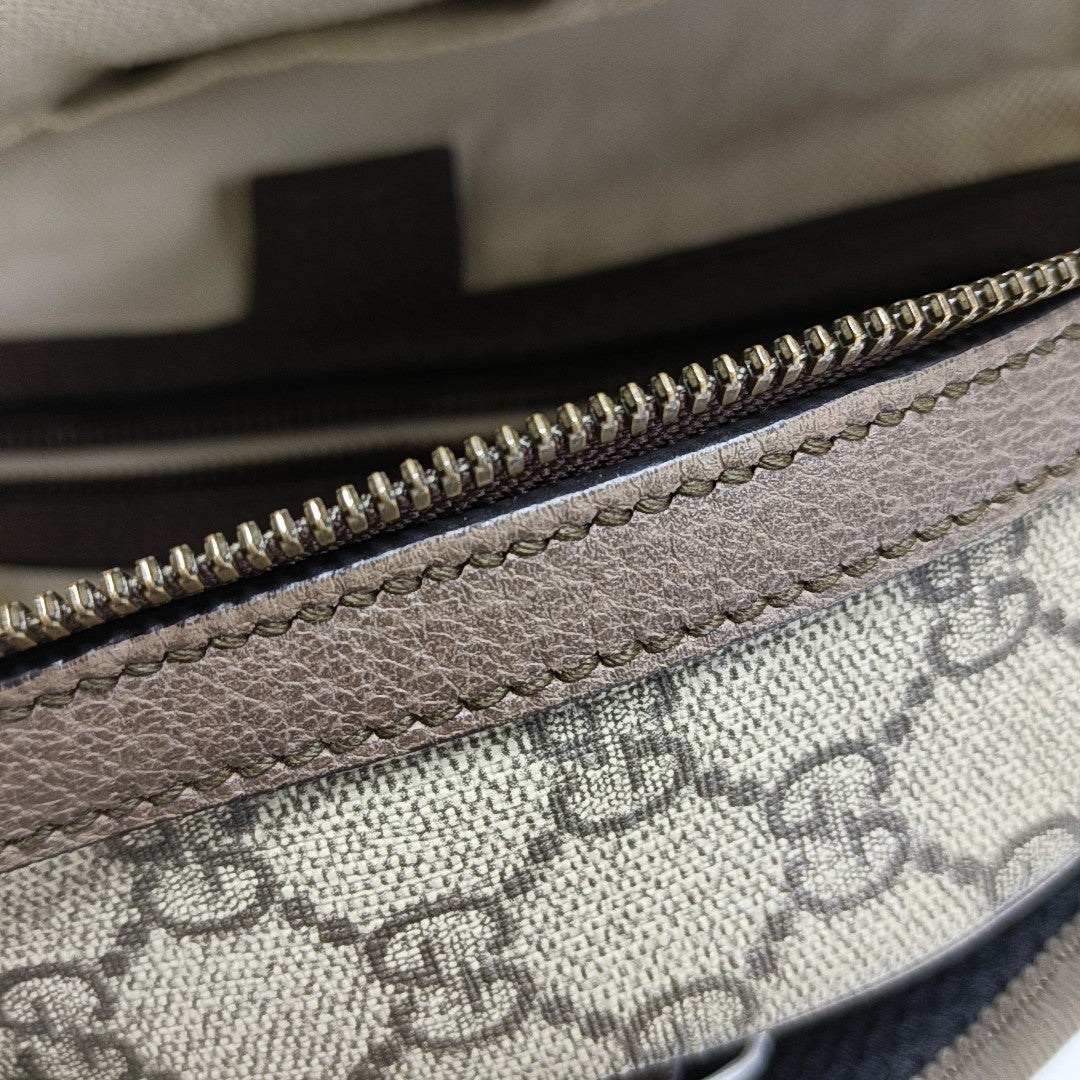 Ophidia Small Monogram Coated Canvas Beige