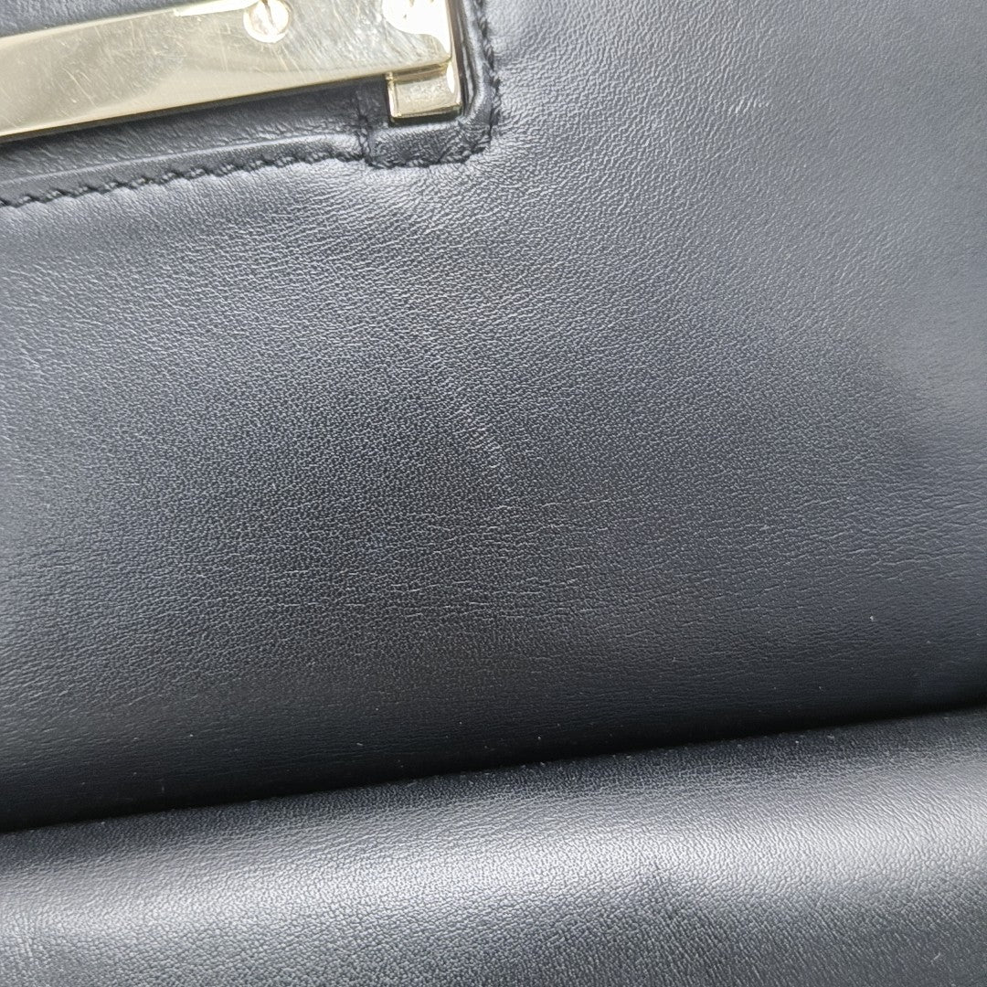 Leather Top Handle Bag Black