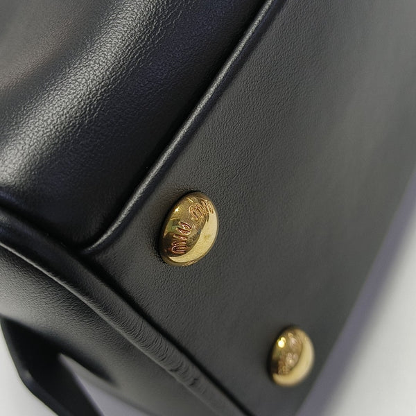 Calfskin Top Handle Bag Black