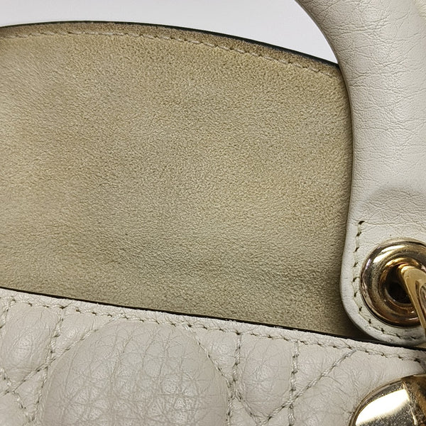 Lady Dior Mini Cannage Calfskin White