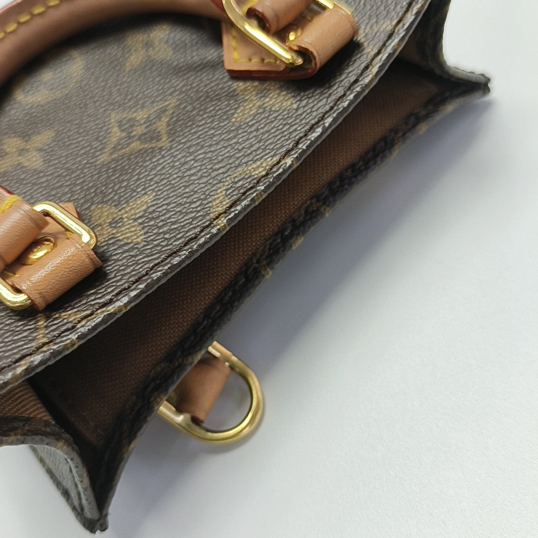 SAC PLAT Mini Monogram Coated Canvas Brown