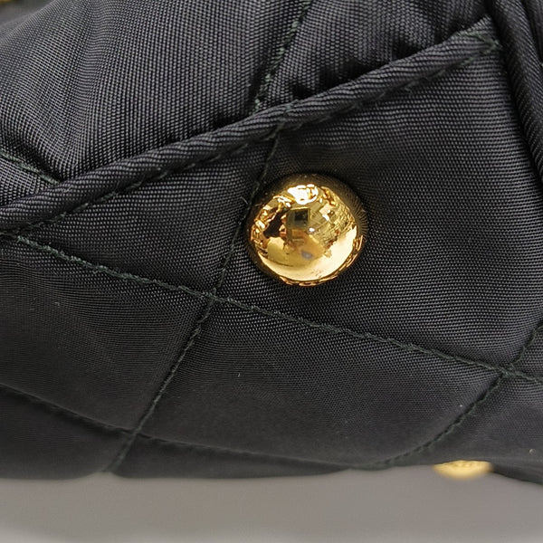 Quilted Nylon Shoulder Bag Black