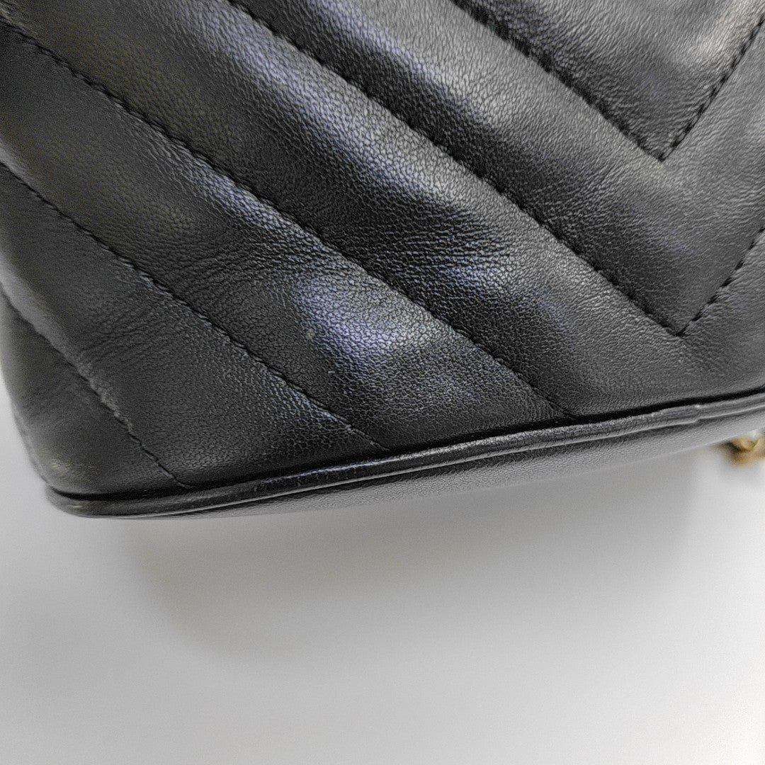 Quilted Lambskin Bucket Bag Black
