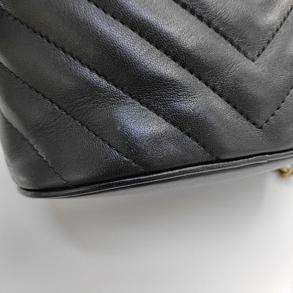 Quilted Lambskin Bucket Bag Black