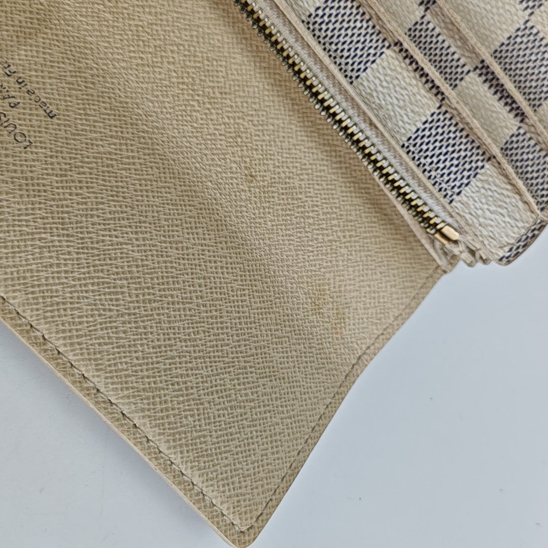 PORTE MONNAIE Damier Azur Coated Canvas White