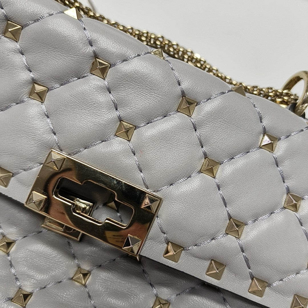 Spike Up Quilted Lambskin Gray