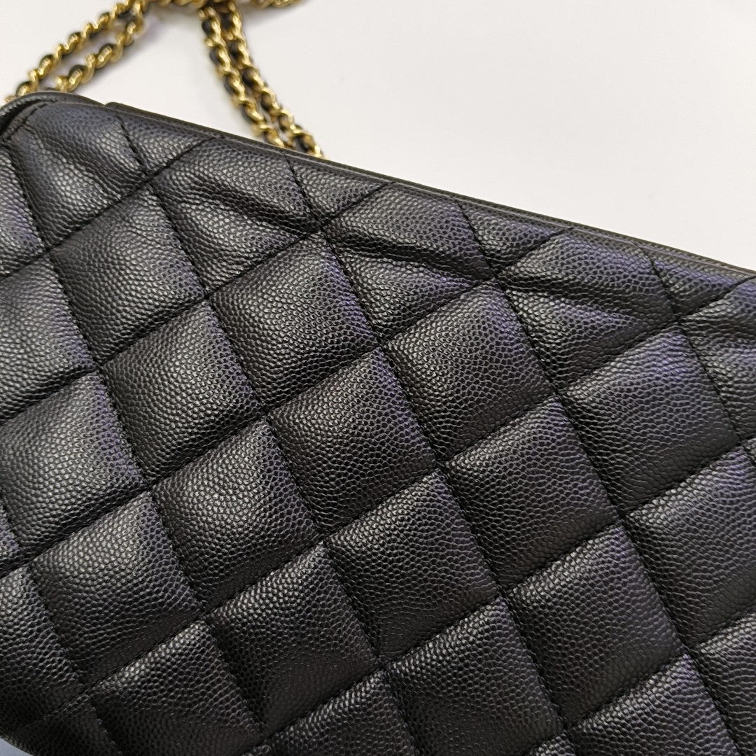 23C Mini Quilted Grained Calfskin Black