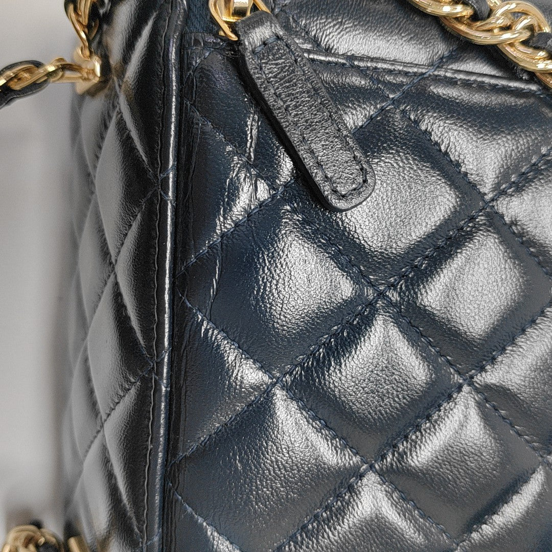 VANITY CASE Small Quilted Lambskin Blue