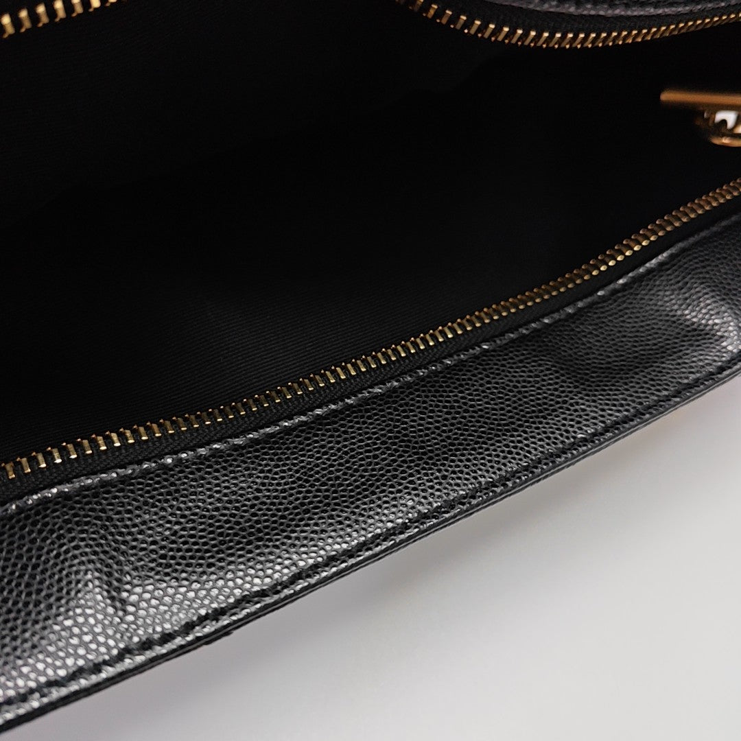 TRIBECA Chevron Calfskin Black