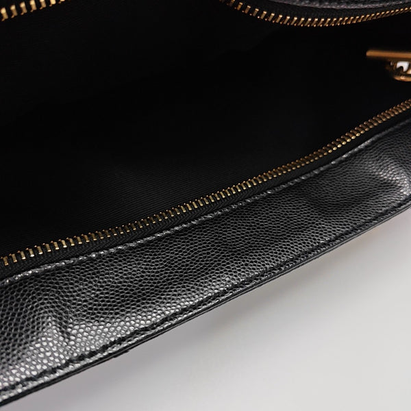 TRIBECA Chevron Calfskin Black