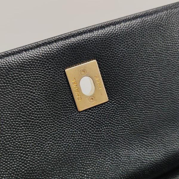 Quilted Grained Calfskin Shoulder Bag Black