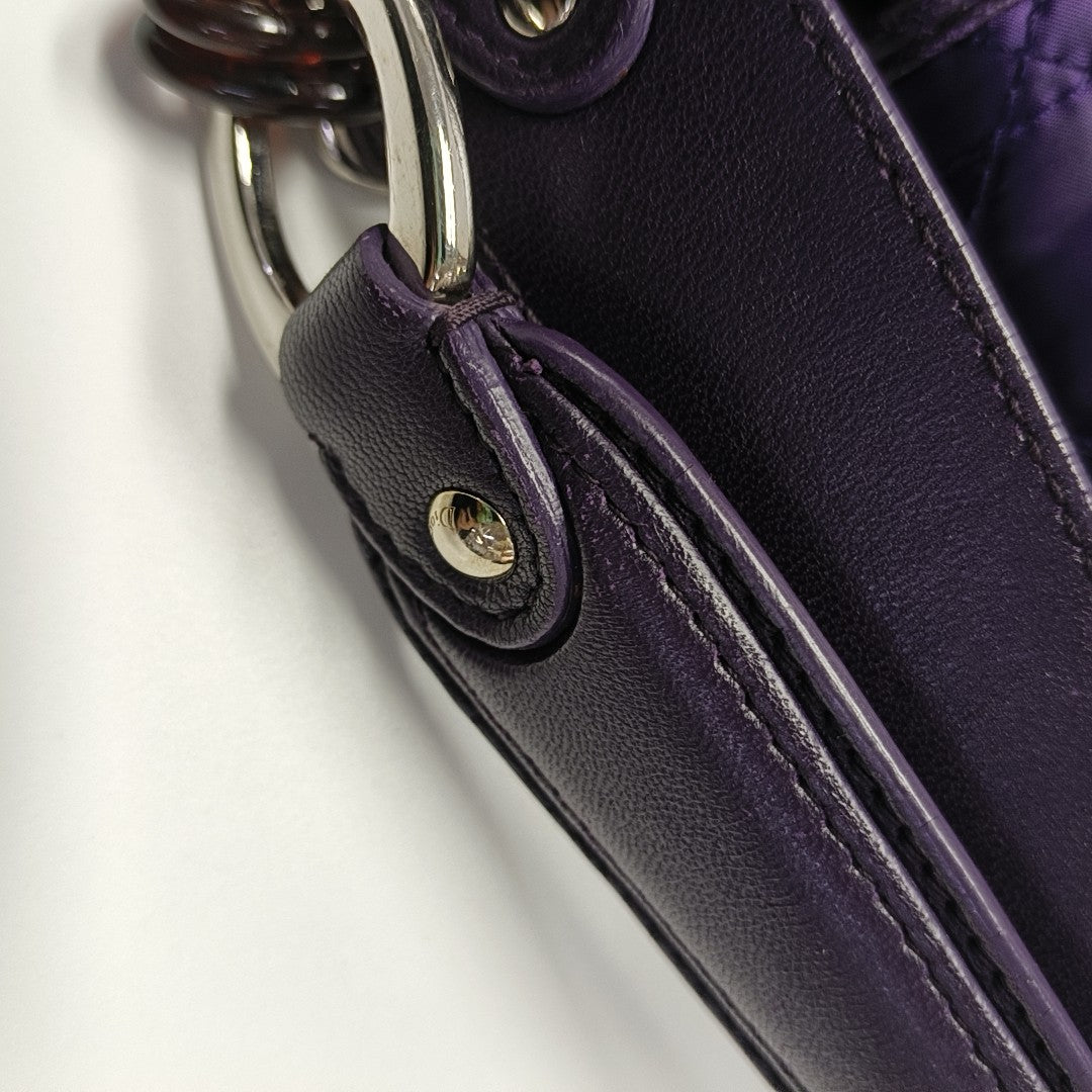 Cannage Silk Satin Tote Bag Purple